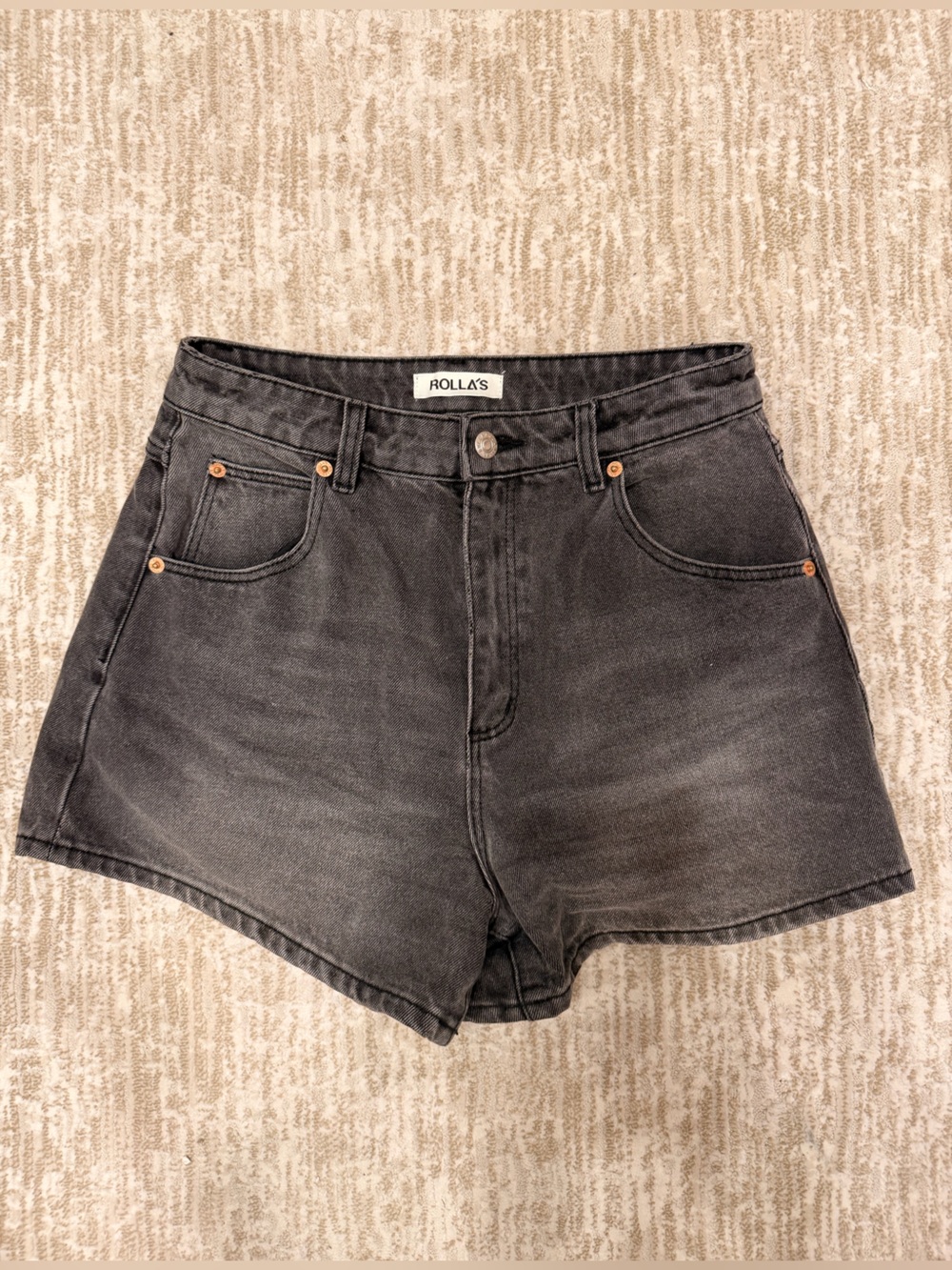 ROLLA'S Mirage High-Rise Grey Denim Shorts